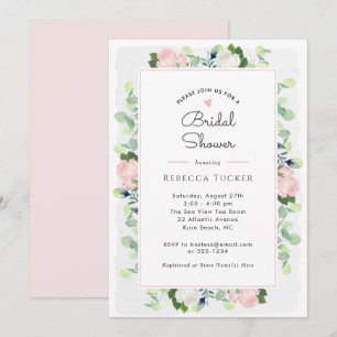 Blush Roze Rozen Groen Boho Vrijgezellenfeest Kaart