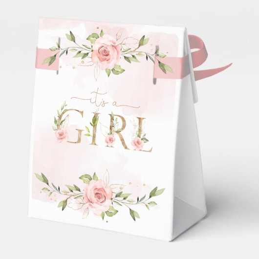Blush roze rozen meisje baby shower Dank u Bedankdoosjes (Achterkant)