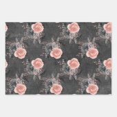 Blush roze rozen op houtskool inpakpapier vel (Voorkant)