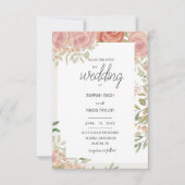 Blush roze rozen struik waterverf kunst kaart (Voorkant)