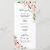 Blush Roze Rozen Trouwprogramma Programma (Achterkant)