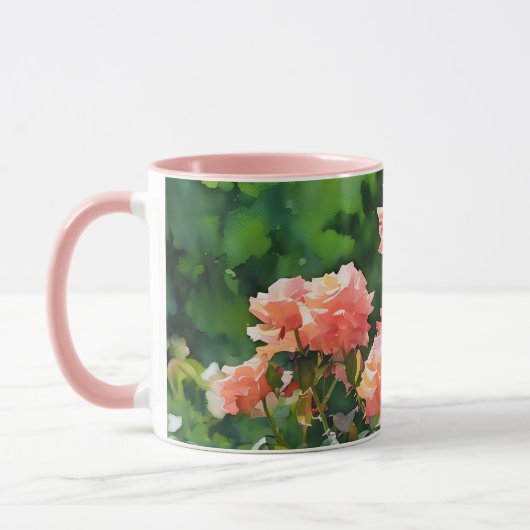 Blush Roze Rozen Tuin Art Mok Cup (Links)