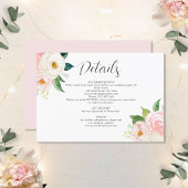 Blush Roze Rozen Waterverf Bruiloft Details Informatiekaartje