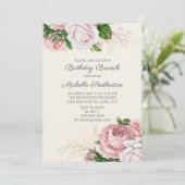Blush roze Rozen Witte verjaardag Brunch Kaart (Staand voorkant)
