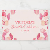 Blush Roze Rozenblaadjes Bruidsdouche Sparkling Wijnetiket (Enkel label)