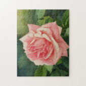 Blush roze rozenbloem kunst  stijl puzzel legpuzzel (Verticaal)