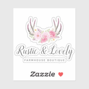 Blush Roze Rustieke Bloemengewei Boutique Logo Sticker