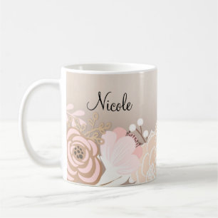 Blush Roze Rustieke Glam Bloemen Gepersonaliseerd Koffiemok