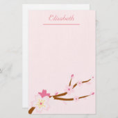 Blush roze Sakura CHerry Blossom Japans Briefpapier (Voorkant / Achterkant)