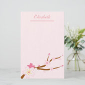Blush roze Sakura CHerry Blossom Japans Briefpapier (Staand voorkant)