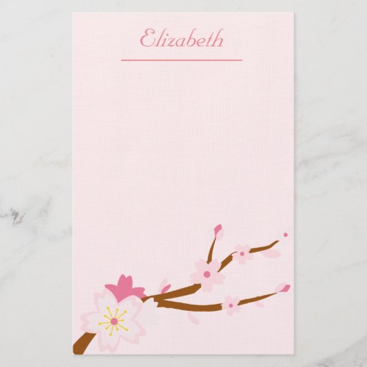 Blush roze Sakura CHerry Blossom Japans Briefpapier (Voorkant)