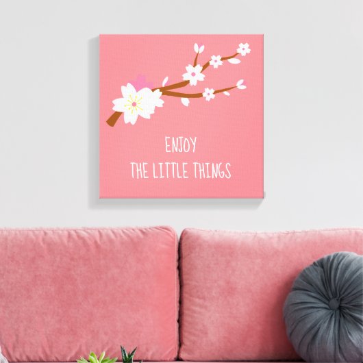 Blush roze Sakura Cherry Blossom Japans Canvas Afdruk (Insitu (Woonkamer))