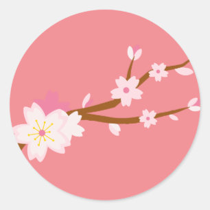 Blush roze Sakura CHerry Blossom Japans Ronde Sticker