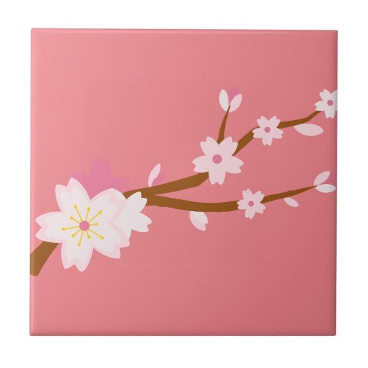 Blush roze Sakura CHerry Blossom Japans Tegeltje (Voorkant)