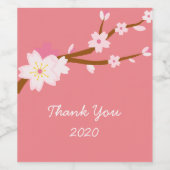 Blush roze Sakura CHerry Blossom Japans Wijn Etiket (Enkel label)