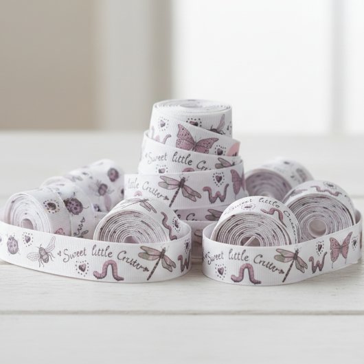 Blush Roze & Salie Girly Insect Monogram Grosgrain Lint