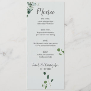 Blush Roze Salie Groene Eucalyptus bladeren Menu
