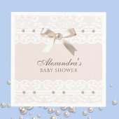 Blush Roze Satijn Bow Wit Kant Baby shower Servet