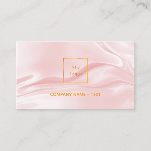 Blush roze satijnolie elegant QR code logo Visitekaartje (Voorkant)