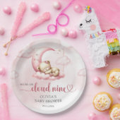 Blush roze schattig teddybeer wolk negen meisje papieren bordje (Feest)