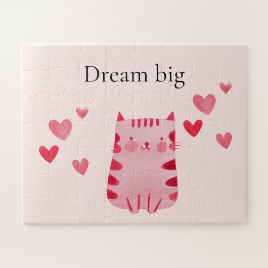 Blush roze Schattige Cat Hearts Legpuzzel (Horizontaal)