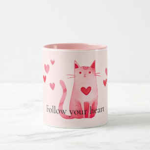 Blush roze Schattige Cat Hearts Mok