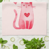 Blush roze Schattige Cat Hearts Theedoek (Gevouwen)