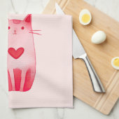 Blush roze Schattige Cat Hearts Theedoek (Quarter Fold)