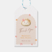 Blush roze Schattige Dumpling Baby shower Dank u Cadeaulabel (Voorkant)
