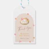 Blush roze Schattige Dumpling Baby shower Dank u Cadeaulabel (Achterkant)
