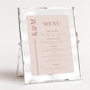 Blush Roze Schone Lijn Bruiloft Diner Menu