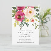 Blush Roze schoonheidsFloral, bruiloft repetitie Kaart (Staand voorkant)