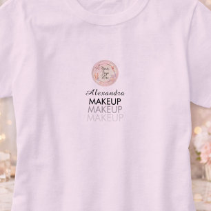Blush Roze Schrift Logo Make-up Personeel T-shirt