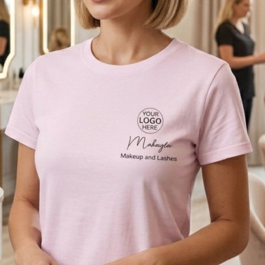 Blush Roze Schrift Logo Make-up Staf T-shirt