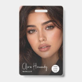 Blush Roze Script Foto Badge (Voorzijde)