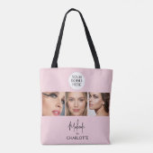 Blush Roze Script Foto Make-up Studio Draagtas (Achterkant)