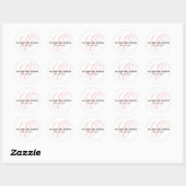 Blush Roze Script Initiaal E Monogram bruiloft gun Ronde Sticker (Vel)