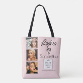 Blush Roze Script Logo 3 Foto Wimper Tech Zakelijk Draagtas (Achterkant)