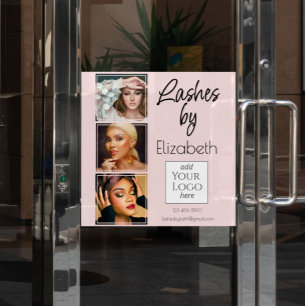 Blush Roze Script Logo 3 Foto Wimper Tech Zakelijk Raamsticker