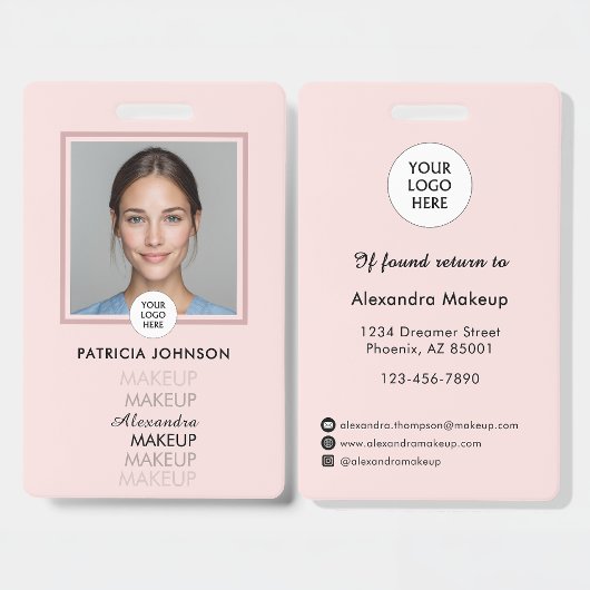Blush Roze Script Logo Foto Badge