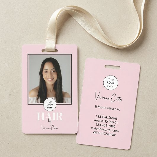 Blush Roze Script Logo Foto Kapper Badge