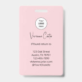 Blush Roze Script Logo Foto Kapper Badge (Achterkant)