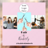 Blush Roze Script Logo Foto Kapsalon Raamsticker (Vel 2)