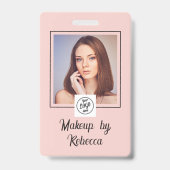 Blush Roze Script Logo Foto Make-up Badge (Voorzijde)