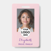 Blush Roze Script Logo Foto Make-up Badge (Voorzijde)