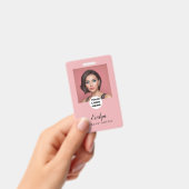 Blush Roze Script Logo Foto Make-up Badge (Handheld)