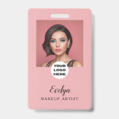 Blush Roze Script Logo Foto Make-up Badge (Voorzijde)