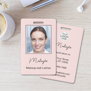 Blush Roze Script Logo Foto Make-up Badge