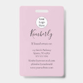 Blush Roze Script Logo Foto Make-up Badge (Achterkant)