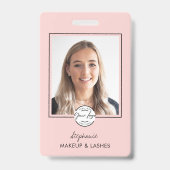 Blush Roze Script Logo Foto Make-up Badge (Voorzijde)